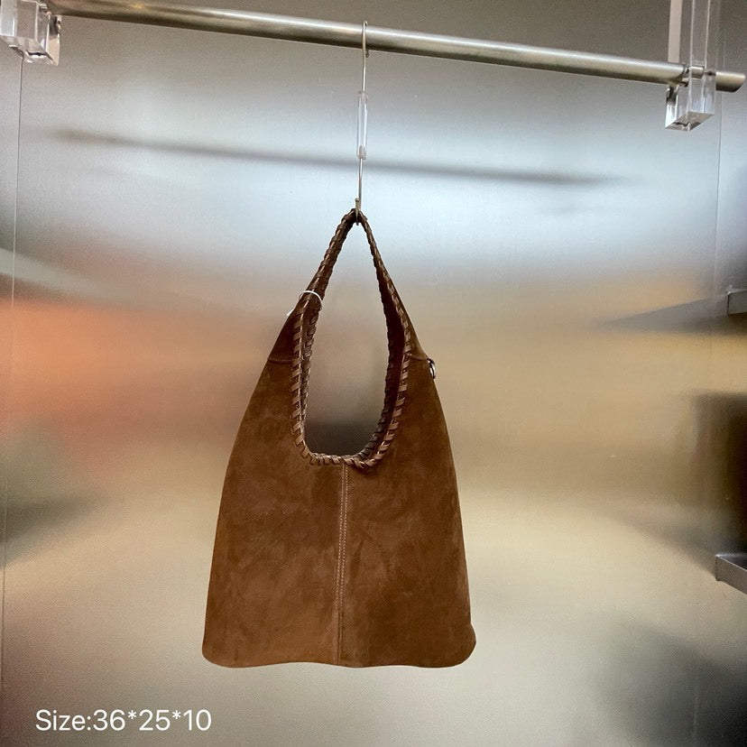 Women's Underarm Cowhide Matte Stitching Versatile Large Bags