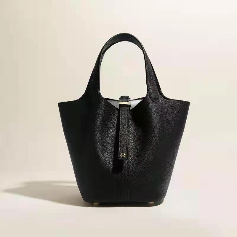 Women's Leather Vegetable Basket Layer Cowhide Large Handbags