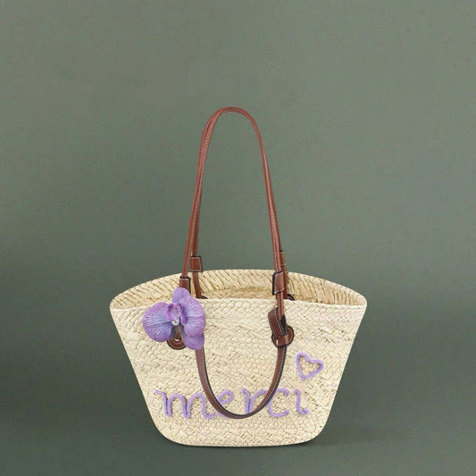 Women's Large Capacity English Letters Stylish Beach Holiday Hand Carrying Handbags