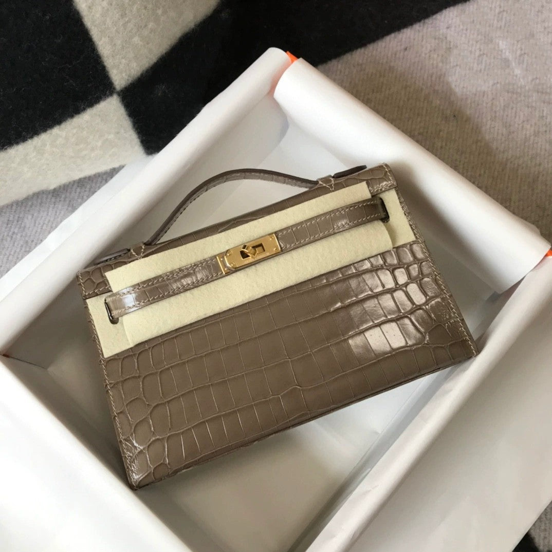 Women's Crocodile Pattern Mini Generation Kelly Genuine Crossbody Bags