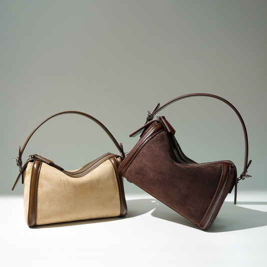 Classy Design Cowhide Boston Simple Textured Handbags