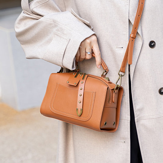 Women's Cowhide Genuine Leather Niche High-grade Feeling Shoulder Bags