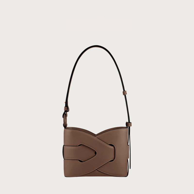 Women's Leather Geometric Design French Niche Woven Bags