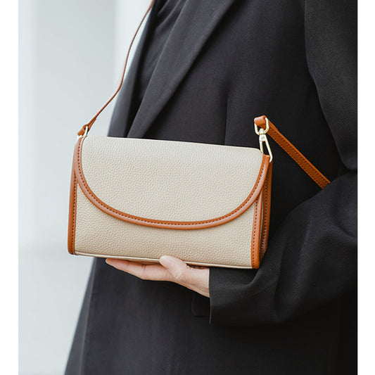 Women's Mobile Western Style Color Matching Genuine Shoulder Bags