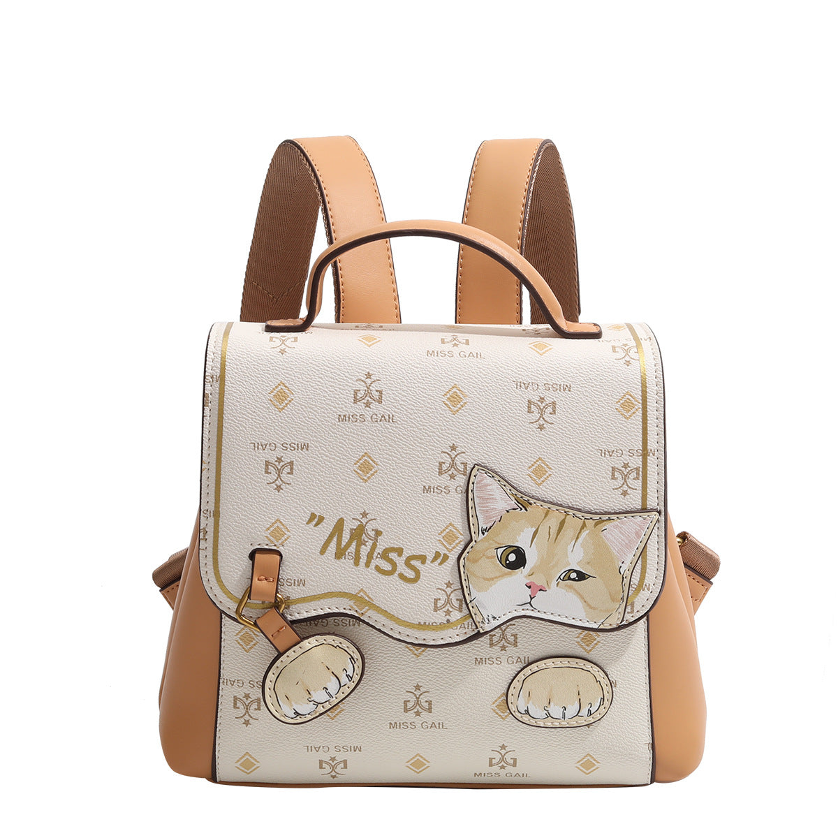 Texture Western Style Cat Cartoon Printed Backpacks