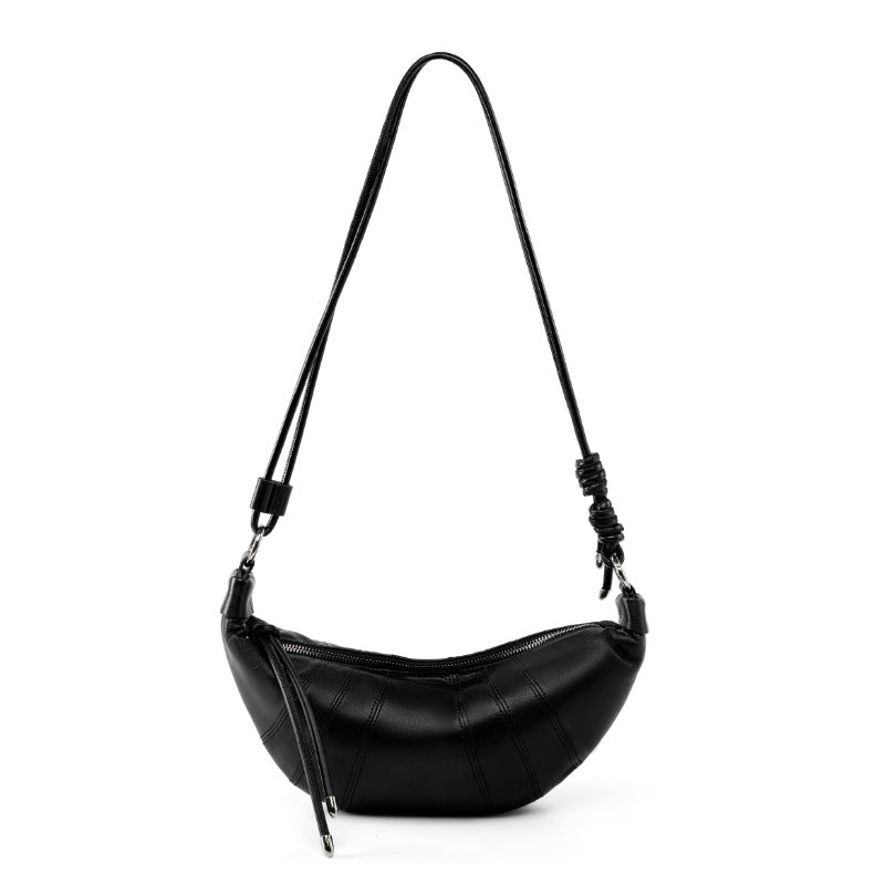 First Layer Cowhide Leather Genuine Croissant Crossbody Bags