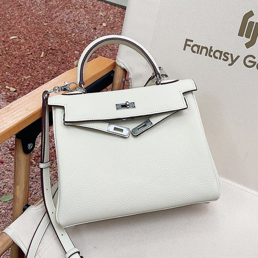 Cowhide Second Generation Kelly Lychee Pattern Handbags