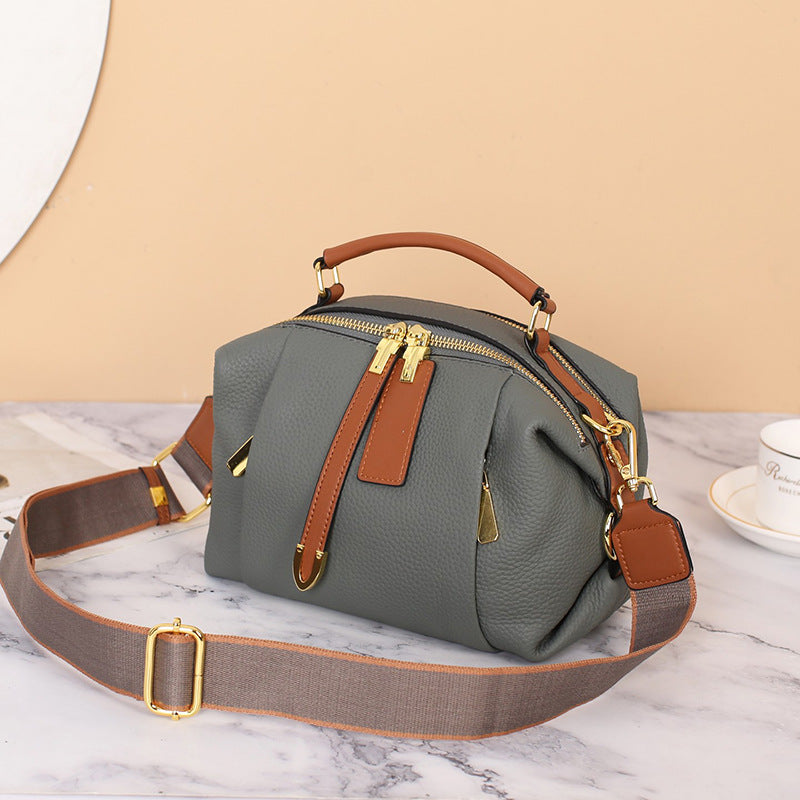 Women's First Layer Cowhide Dumpling Leather Large Handbags
