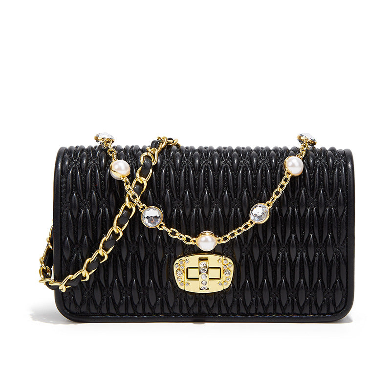 Women's Pleated Simple Easy To Match Pearl Crossbody Bags