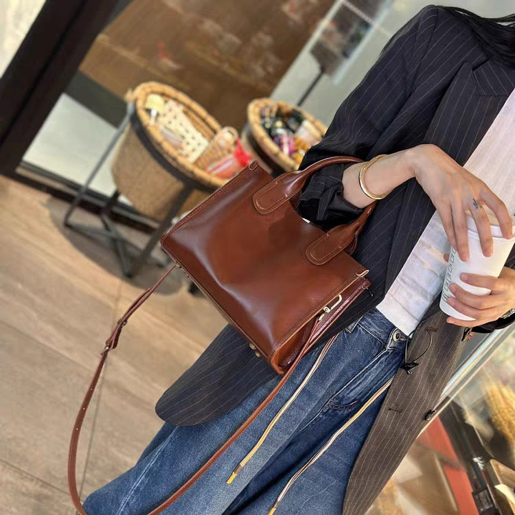Vegetable Tanning Leather Fashionable Light Luxury Shoulder Bags
