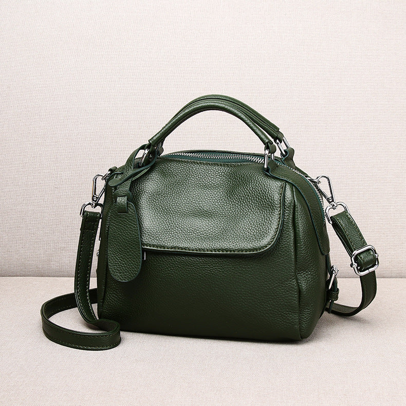 Women's Genuine Leather Portable Litchi Pattern First Handbags