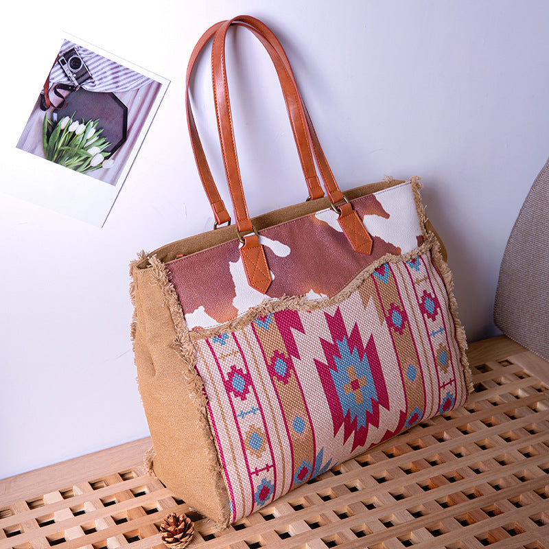 Women's Bohemian Canvas Cotton Linen Hand Holding One Shoulder Bags