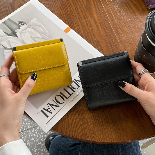 Women's Short Genuine Cattlehide Leather Surface Coin Purses