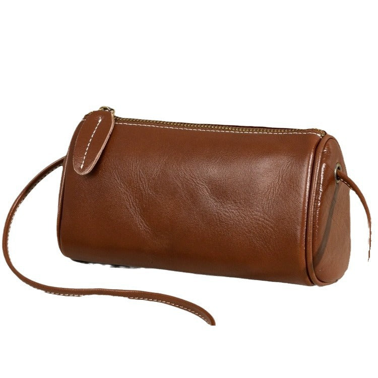 Women's Fashionable Genuine Leather Retro Vegetable Tanning Crossbody Bags