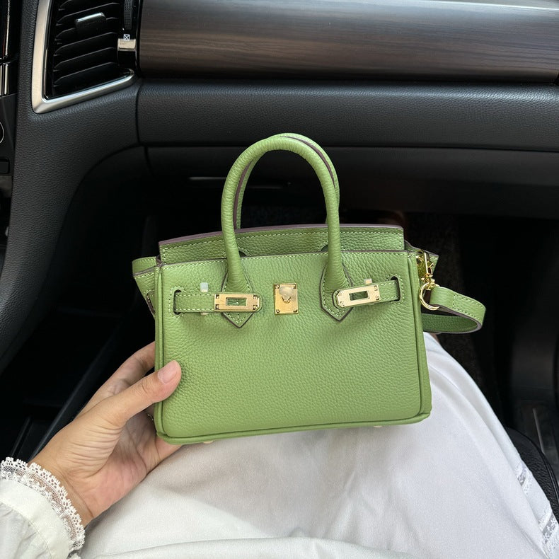 Women's Layer Cowhide Lychee Pattern Genuine Leather Handbags