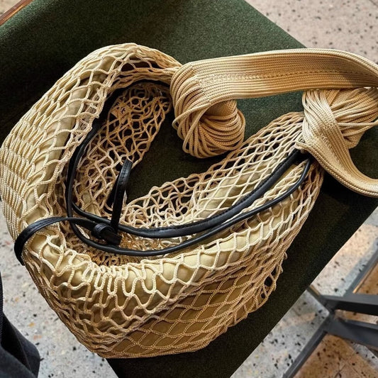 Horn Net Show Woven Fashion Contrast Shoulder Bags