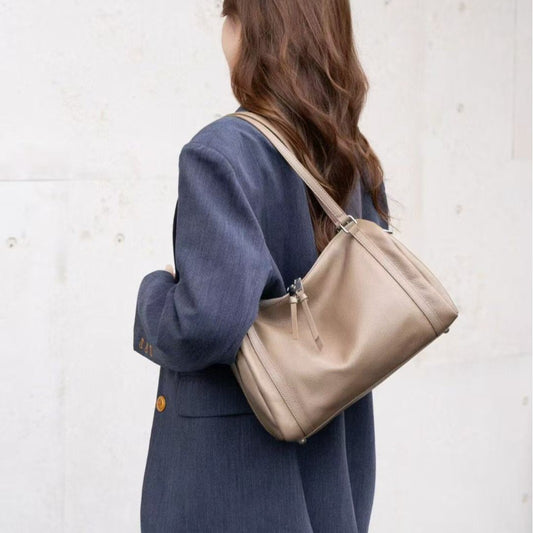 Women's Cowhide Boston Simple Textured Single Bags