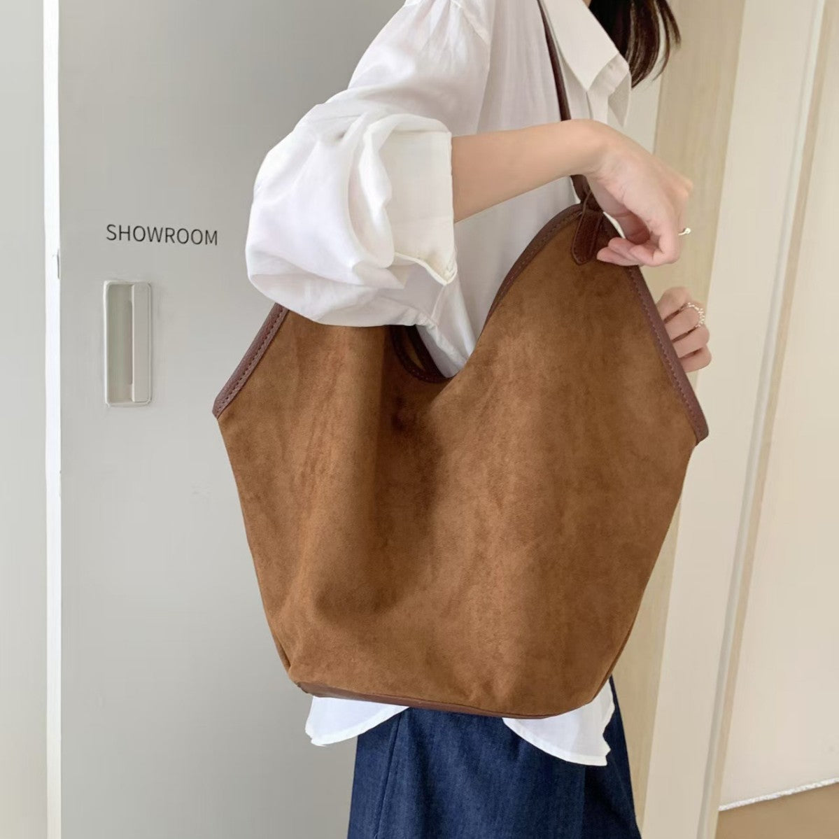 Fashion Cool Suede Vegetable Basket Commuter Tote Bags