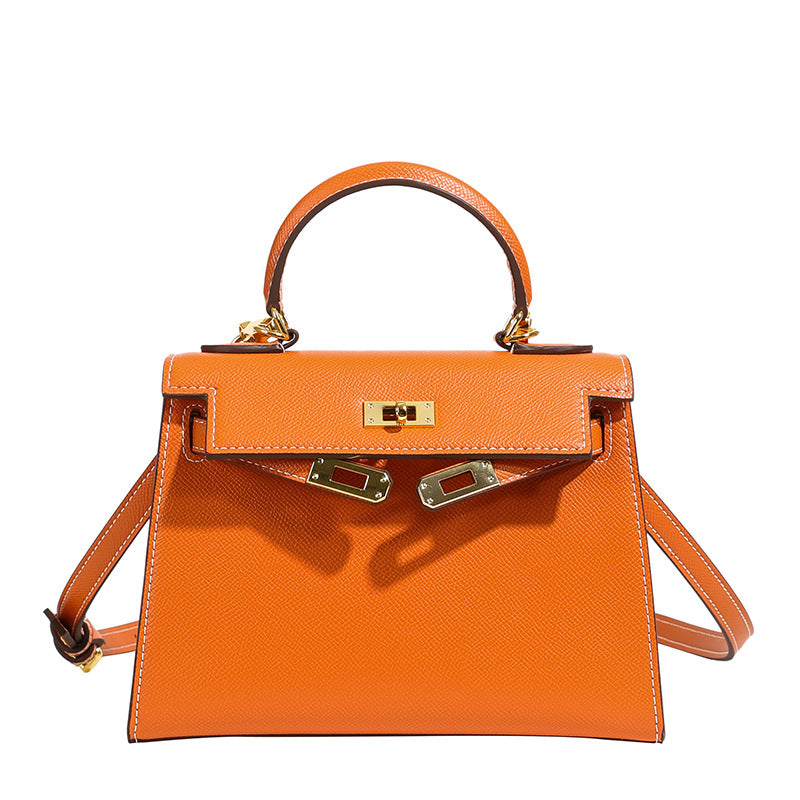Retro Kelly Palm Pattern Genuine Leather Shoulder Bags