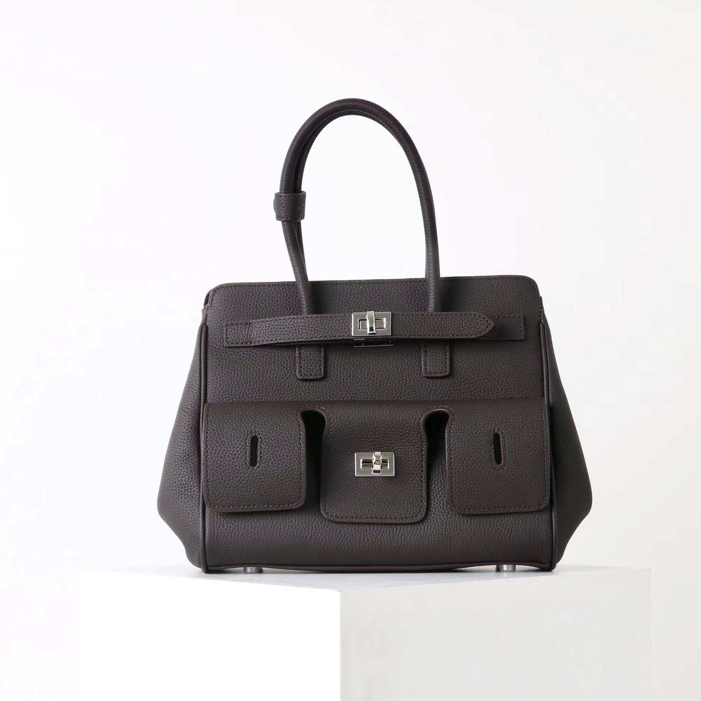 Women's Layer Cowhide Dark Locomotive Large Capacity Shoulder Bags