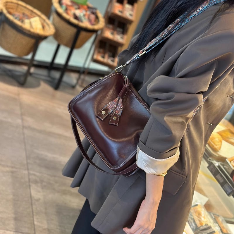 Women's Genuine Leather Underarm Large Capacity Soft Wide Bags