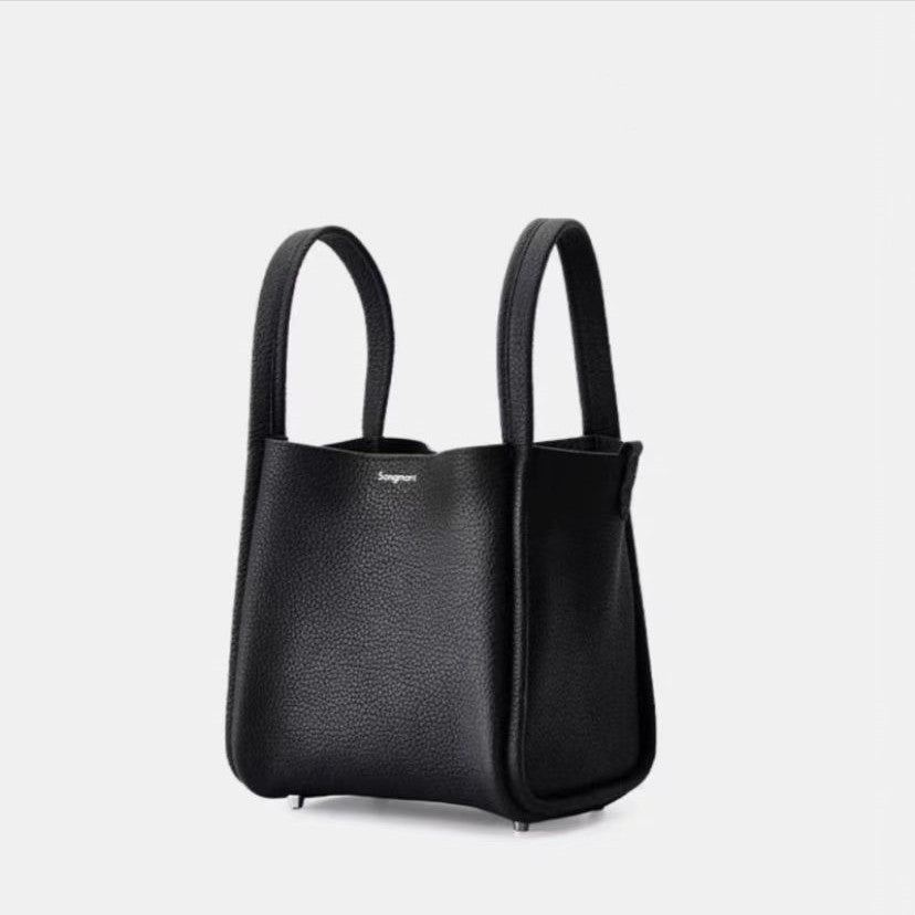 Women's Vegetable Basket Series Medium Size Cowhide Large Capacity Handbags