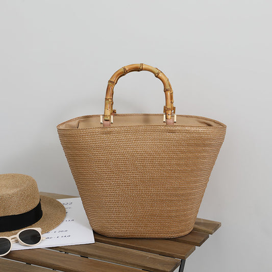 Women's Large Capacity French Straw Easy Matching Portable Handbags