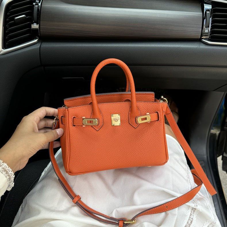 Women's Layer Cowhide Lychee Pattern Genuine Leather Handbags