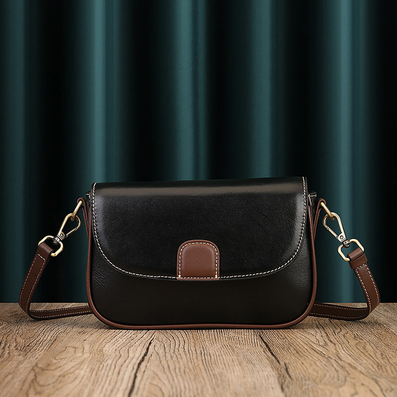 Women's Design Leather Retro Color Matching Toe Shoulder Bags