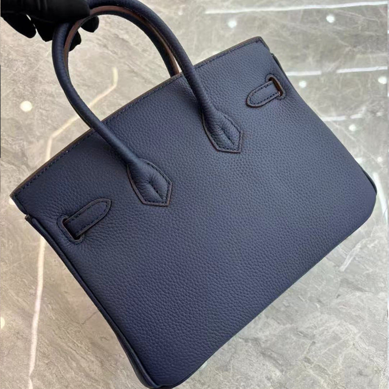 Women's First Layer Cowhide Lychee Pattern Leather Handbags