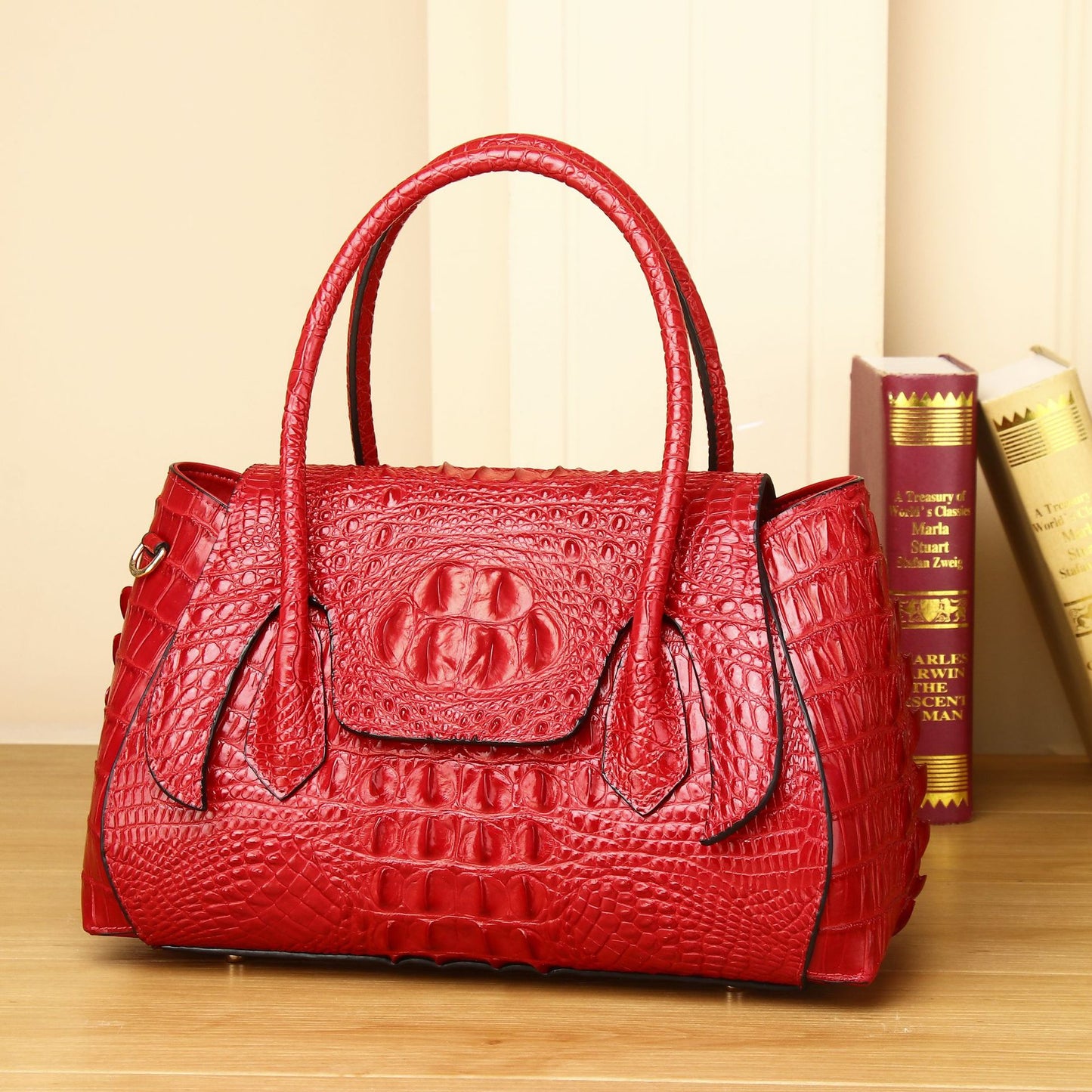 Women's Stylish Crocodile Pattern Croissant Fashion Handbags