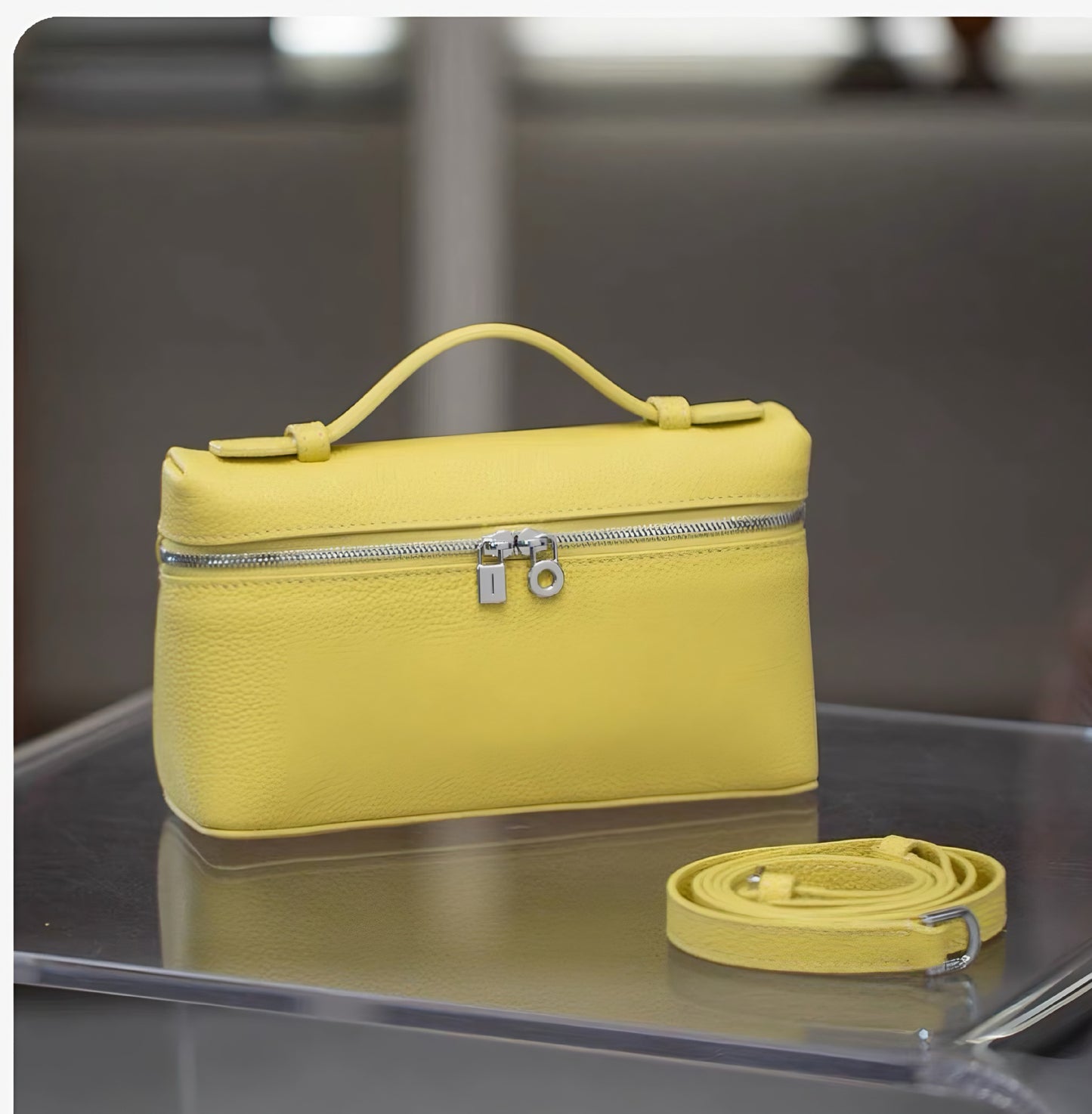 Women's First Layer Cowhide Lunch Box Portable Crossbody Bags