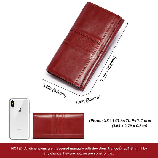 Women's Swiping Clutch Top Layer Long Cowhide Ladies Wallets