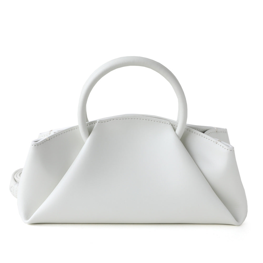 Women's Lazy Genuine Leather Pleated Portable Box Oblique Handbags