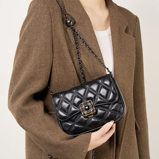 Women's High-grade Fashionable Fashion Rhombus Chain Retro Bags