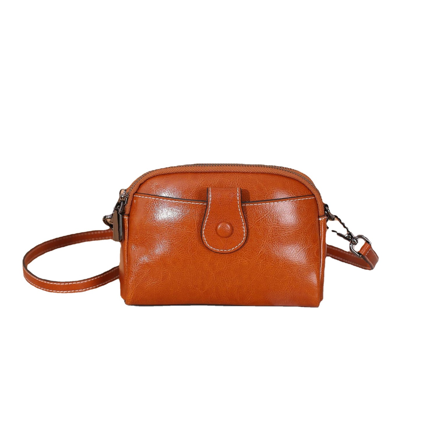Women's Oil Wax Cowhide Single Lady's Practical Shoulder Bags