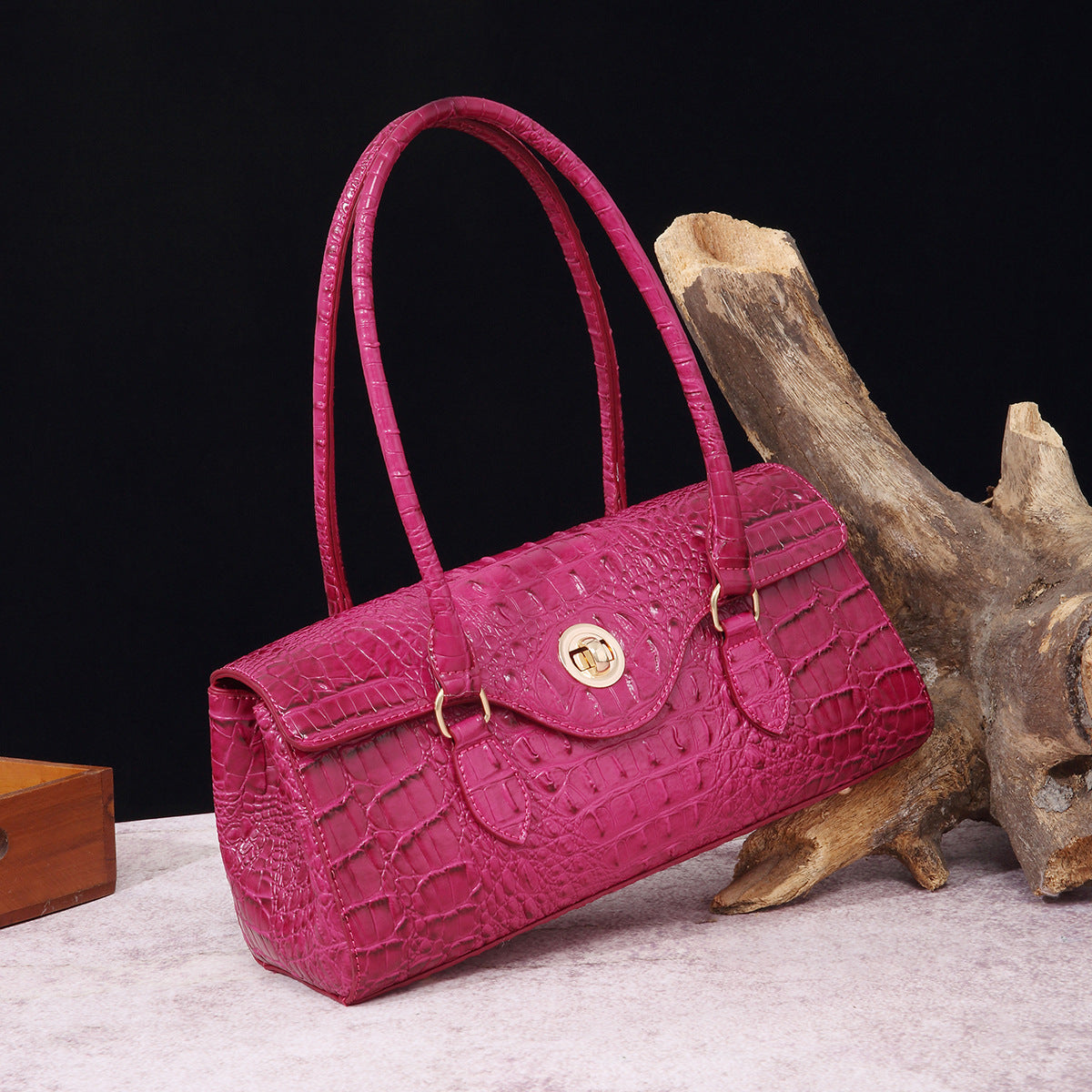 Women's Retro Portable Underarm Baguette Crocodile Pattern Crossbody Bags