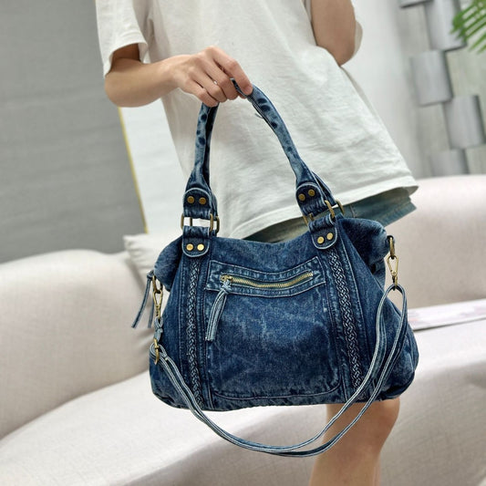 Women's Wash Water Large Capacity Motorcycle Vintage Tote Bags