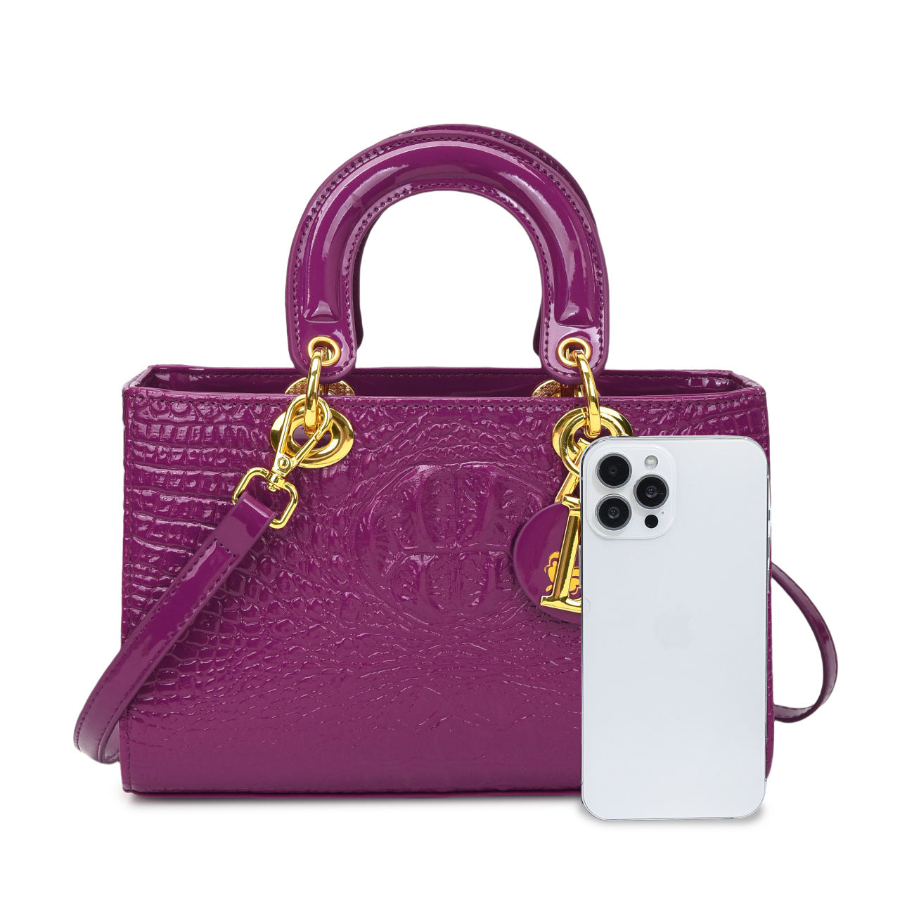 Women's Fashion Portable Crocodile Pattern Diana Shoulder Bags