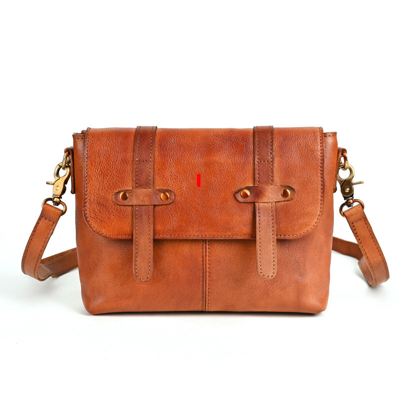 Women's Layer Cowhide Handmade Colored Vegetable Tanned Crossbody Bags