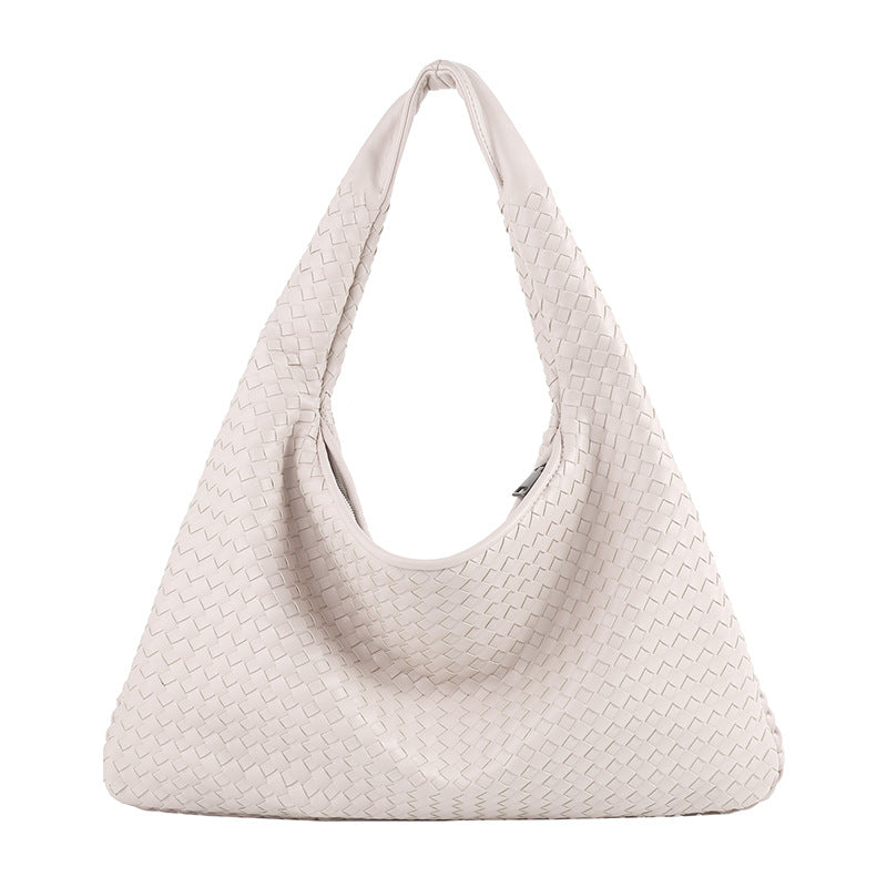 Woven Solid Color Large Capacity Portable Simple Shoulder Bags