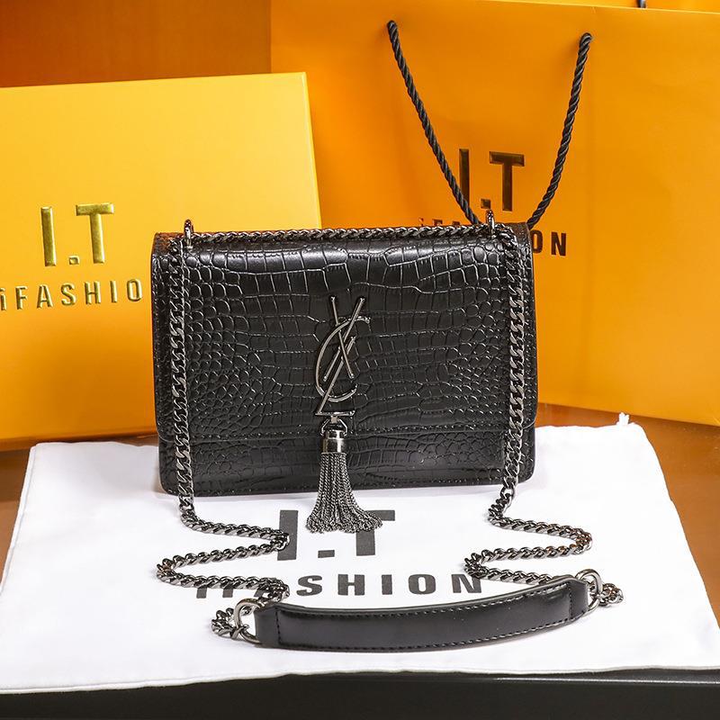 Women's Classy Fashion Crocodile Pattern Chain Shoulder Bags