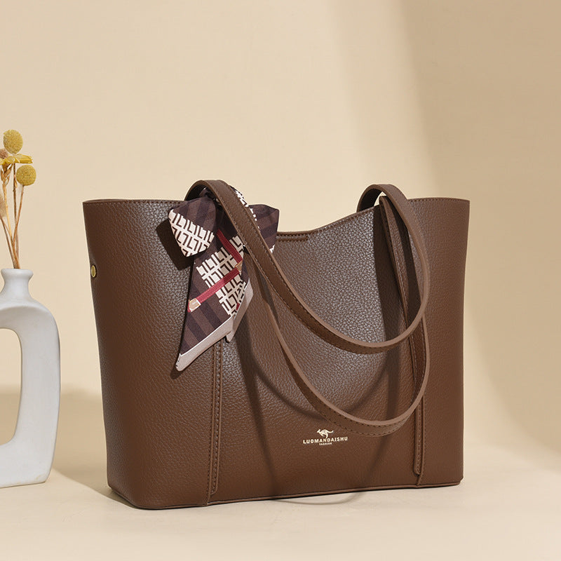 Women's Silk Scarf Retro Solid Color Large Capacity Handbags