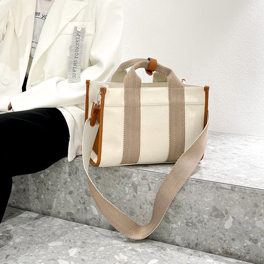 Women's Spring Fashion Korean Vintage Canvas Large Handbags