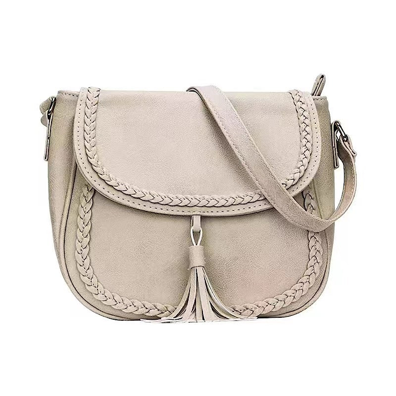 Women's Flap Saddle Hand Woven Tassel Crossbody Bags