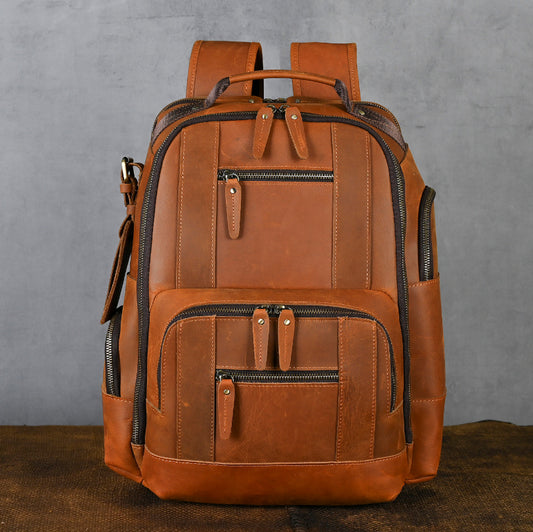 Men's Horse Leather First Layer Cowhide Trendy Backpacks