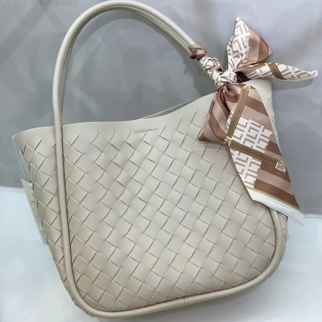 Women's Hand-woven Genuine Leather Vegetable Basket Shopping Shoulder Bags
