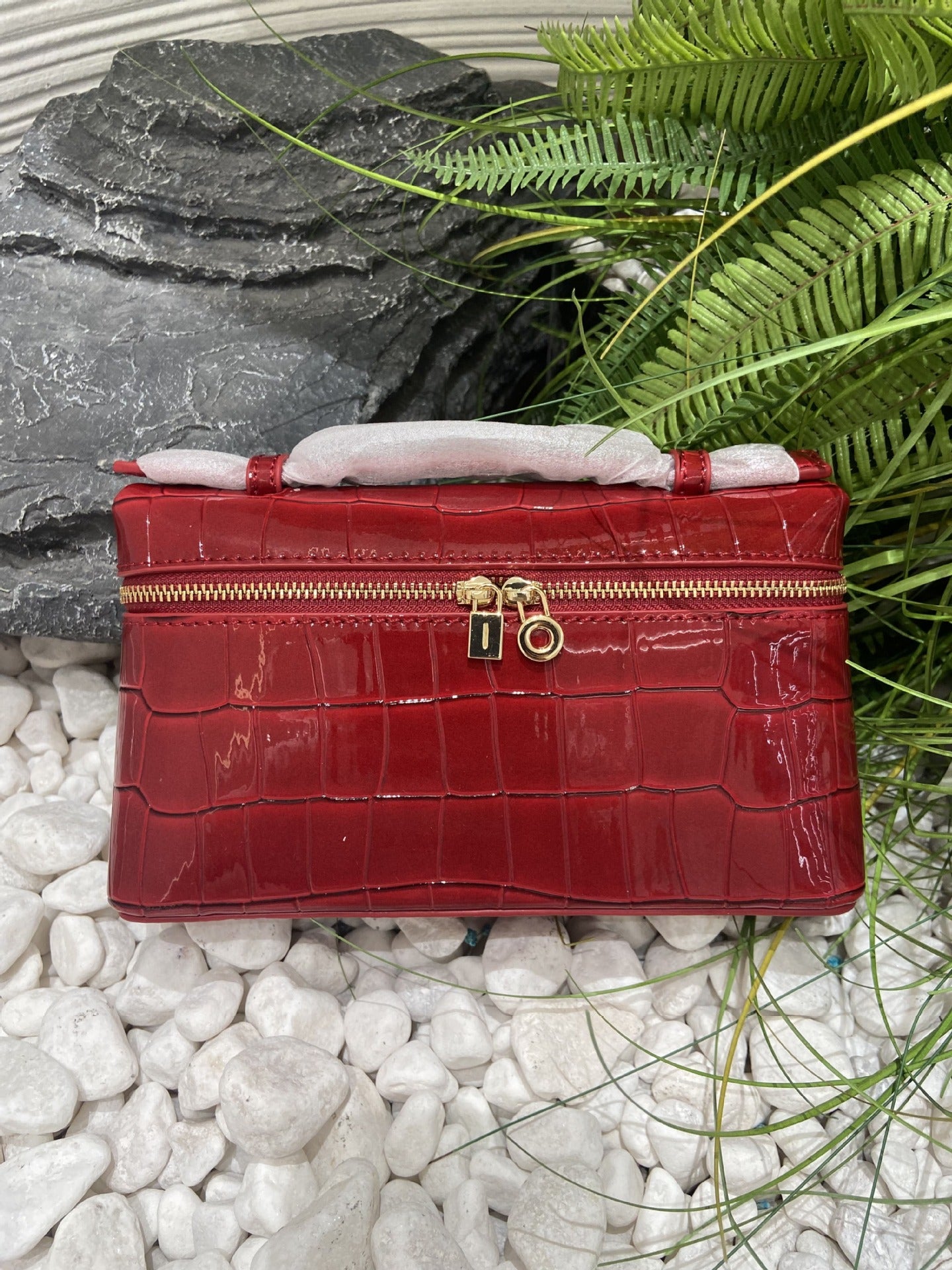 Crocodile Pattern Box Genuine Leather Lunch Shoulder Bags