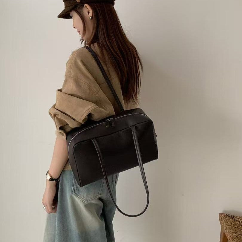 Women's Large Capacity Boston Simple Underarm Genuine Shoulder Bags