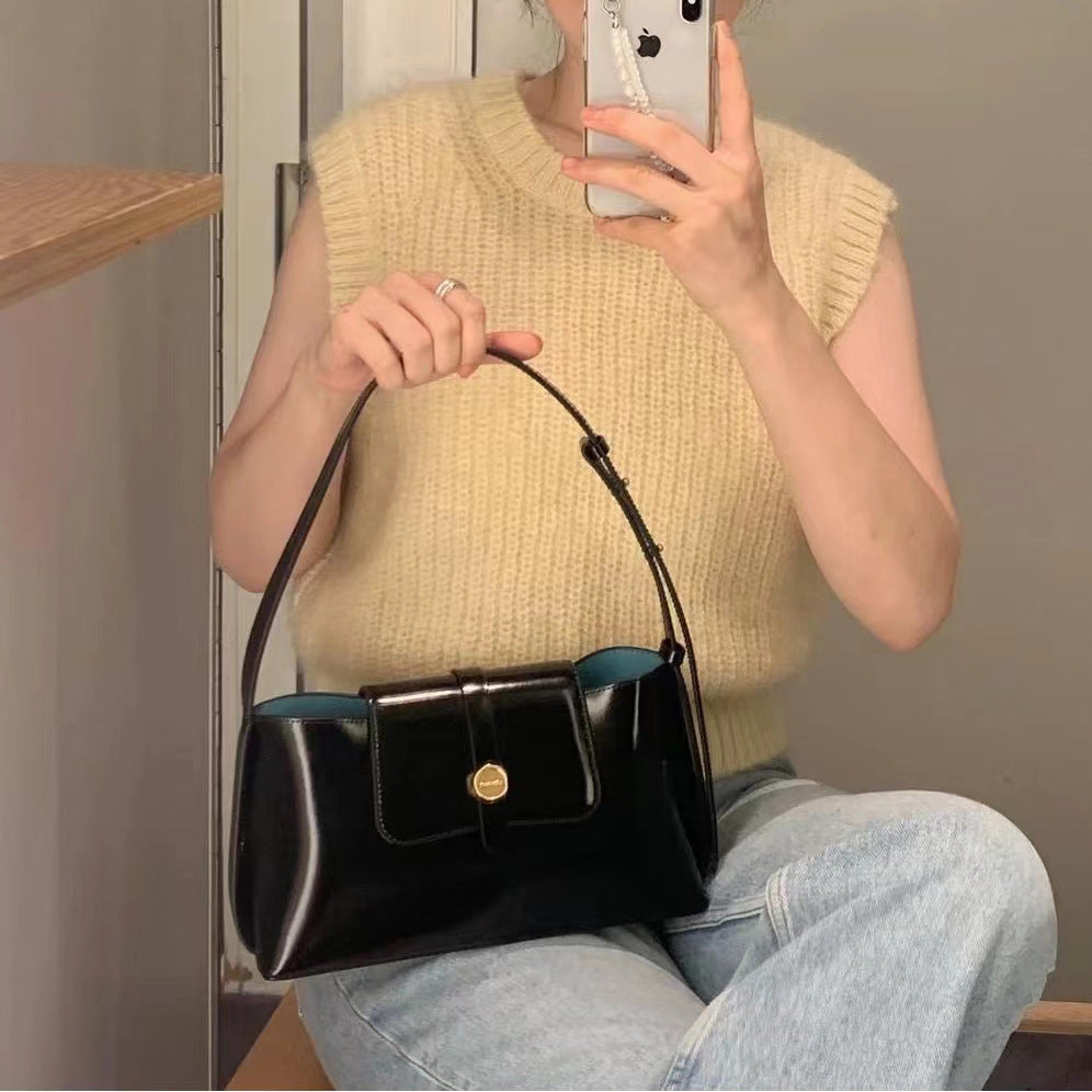 Underarm Raw Leather Portable Simple Commuter Style Shoulder Bags